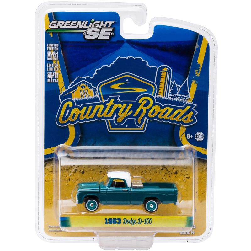 1963 Dodge D-100 with Toolbox Pickup Truck "Country Roads" Series 14 1/64 Diecast Model by Greenlight