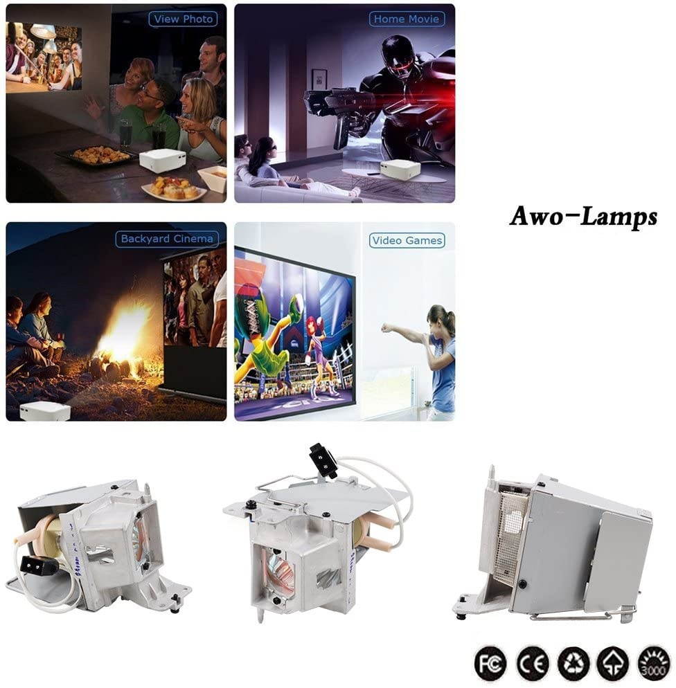 AWO SP.8VH01GC01 / BL-FP190E / MC.JH111.001 Replacement Lamp Bulb with Housing for OPTOMA HD141X DH1009 EH200St GT1080 HD26 S316 X316 W316 DX346 BR323 BR326 for ACER H5380BD P1283 P1383W