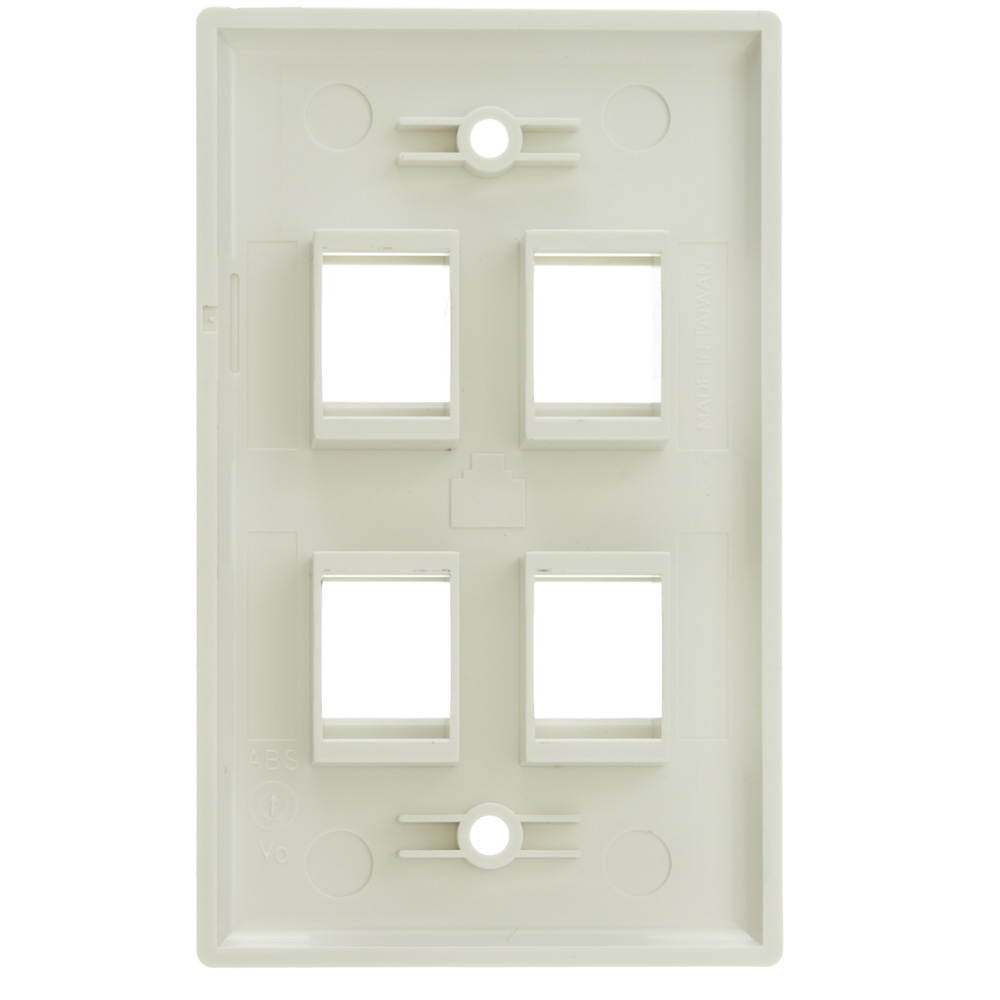 Keystone Wall Plate, 4 Hole, Single Gang - White