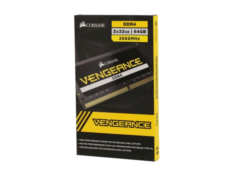 CORSAIR Vengeance 64GB (2 x 32GB) 260-Pin DDR4 SO-DIMM DDR4 2666 (PC4 21300) Laptop Memory Model CMSX64GX4M2A2666C18