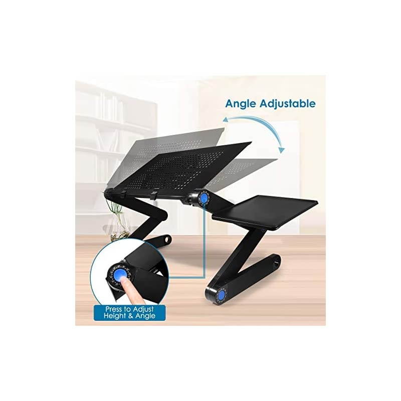 Desk for Bed 2020 Upgraded Stand with Large Cooling Fan amp Mouse Pad Foldable Aluminum Office Desk for BedSofaCouch Lap Tray