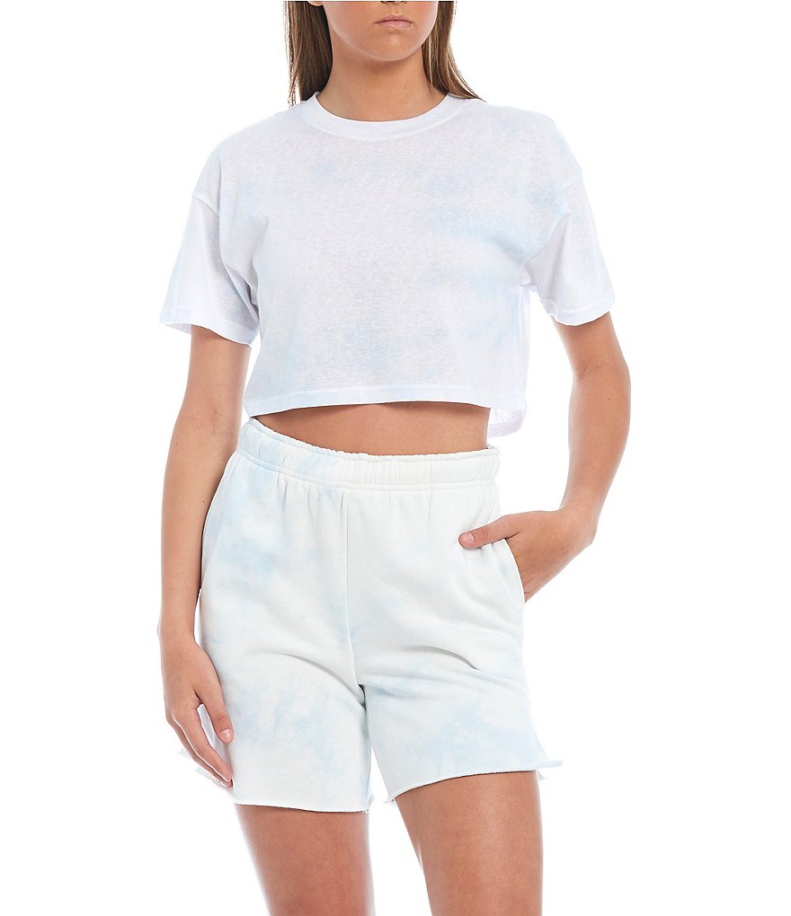 NIA Knit Tie Dye Cropped Crew Neck Coordinating Tee