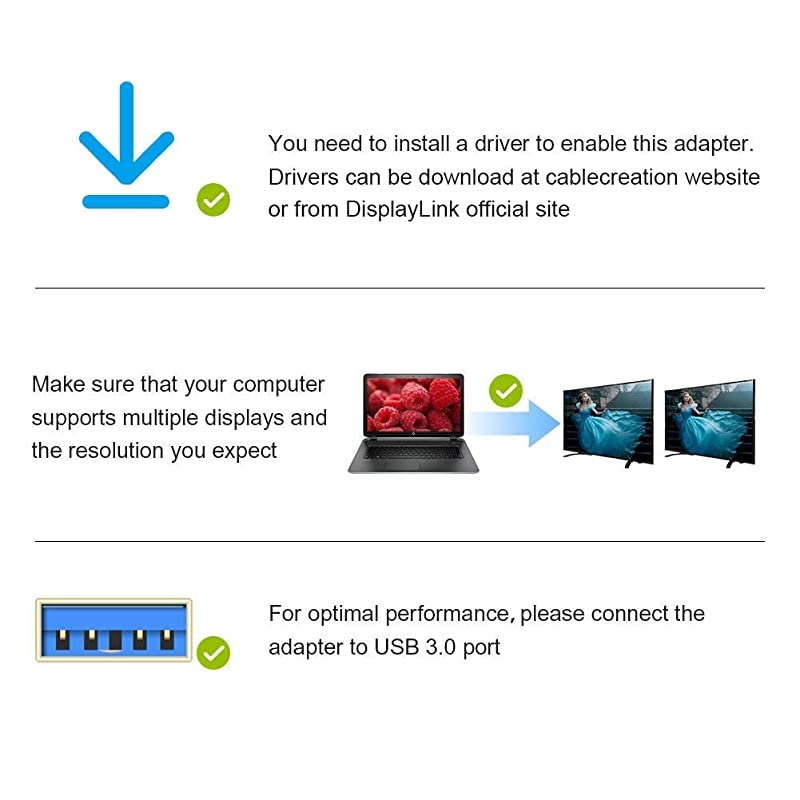 USB 30 to HDMI Adapter DisplayLink USB External Display Graphics Adapter Compatible with Windows 10 8 81 7 Vista XP Black