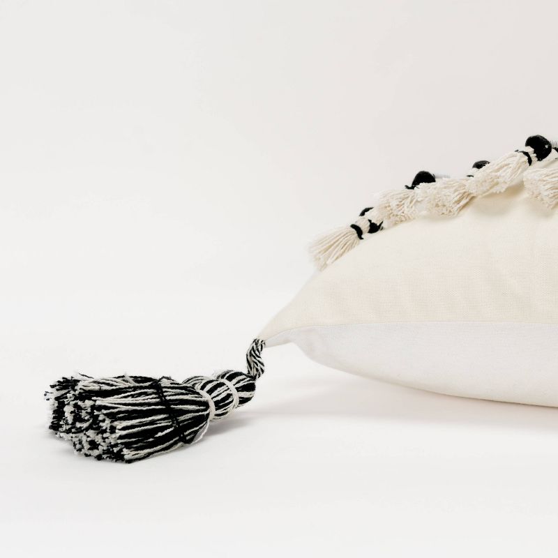 14"x26" Oversized Poly-Filled Abstract Lumbar Throw Pillow Black/White - Rizzy Home