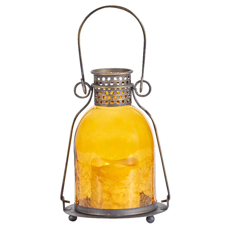 Smart Living 11" Monaco Glass LED Candle Outdoor Lantern - Amber