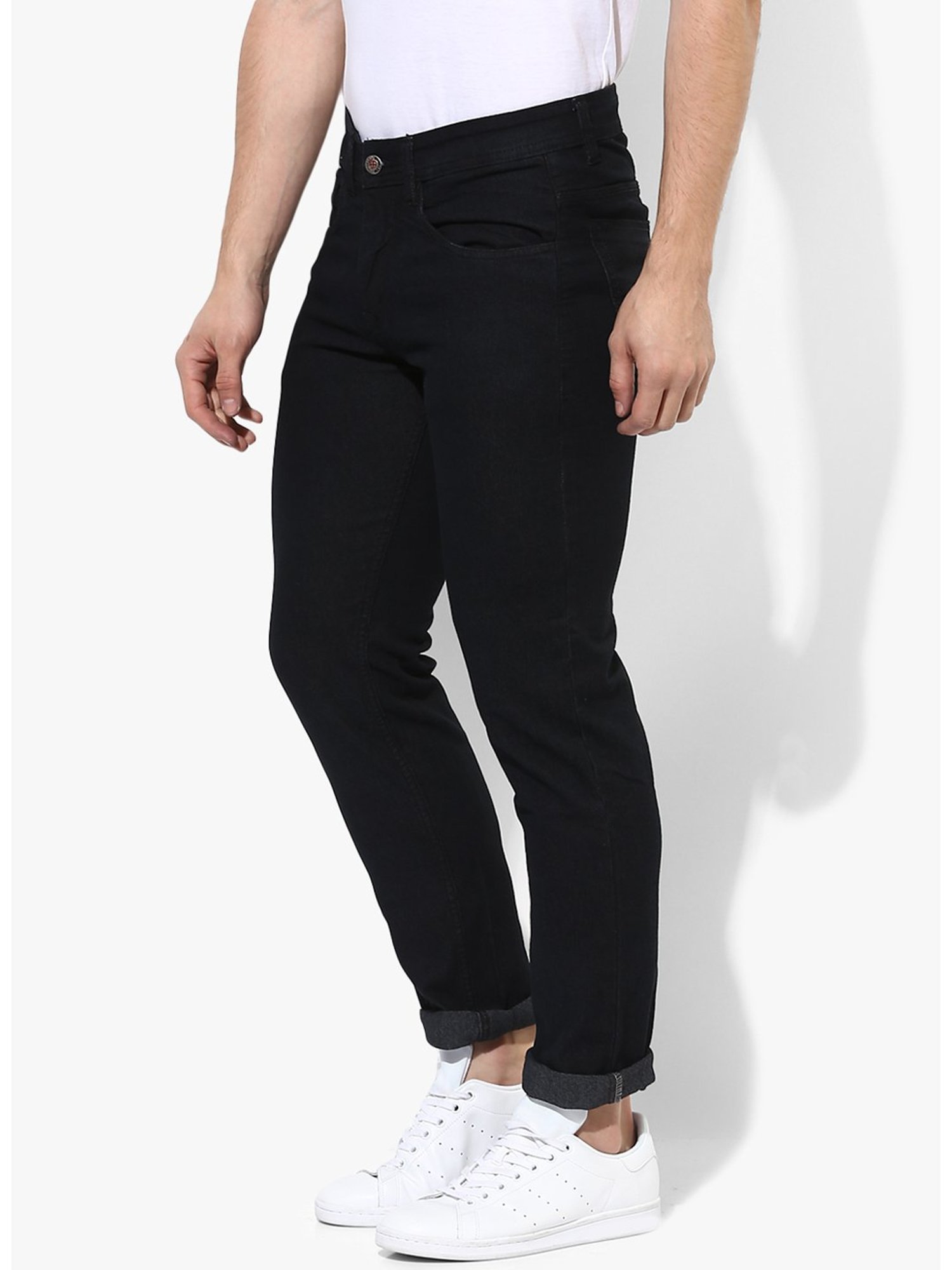 Hangup Plus Black Regular Fit Lightly Washed Jeans