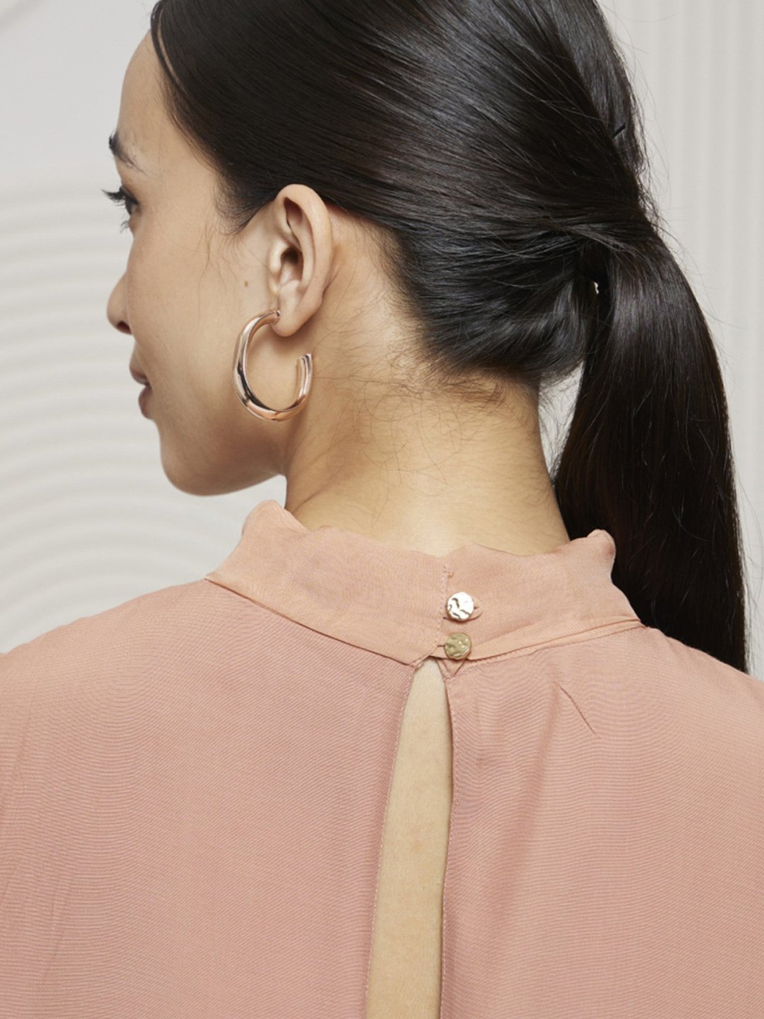 Artagai Salmon Pink Elevated Basics Mock Neck Midi Dress