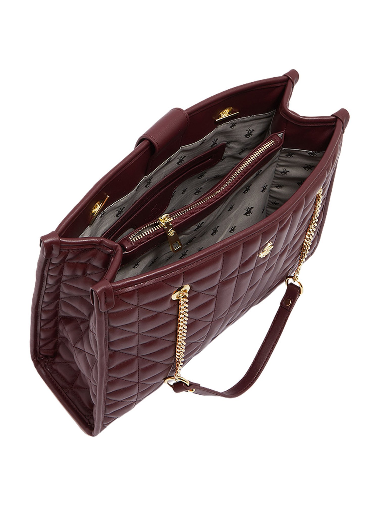 Beverly Hills Polo Club Burgundy Quilted Handbag