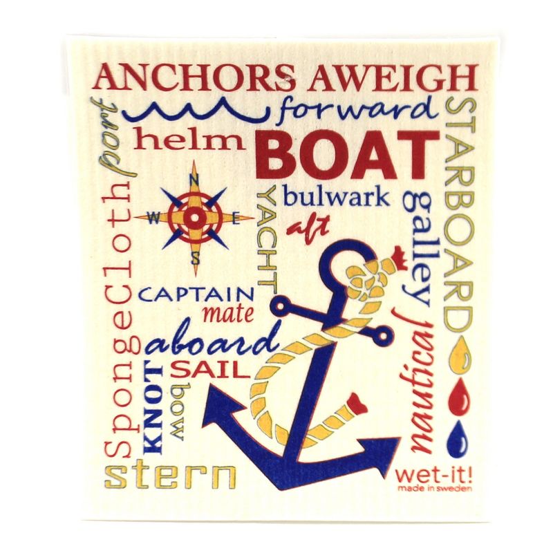 Swedish Dish Cloth 7.75" Nautical Set Absorbent Cleaning Cloth  Crab Lobster  -  Dish Cloth
