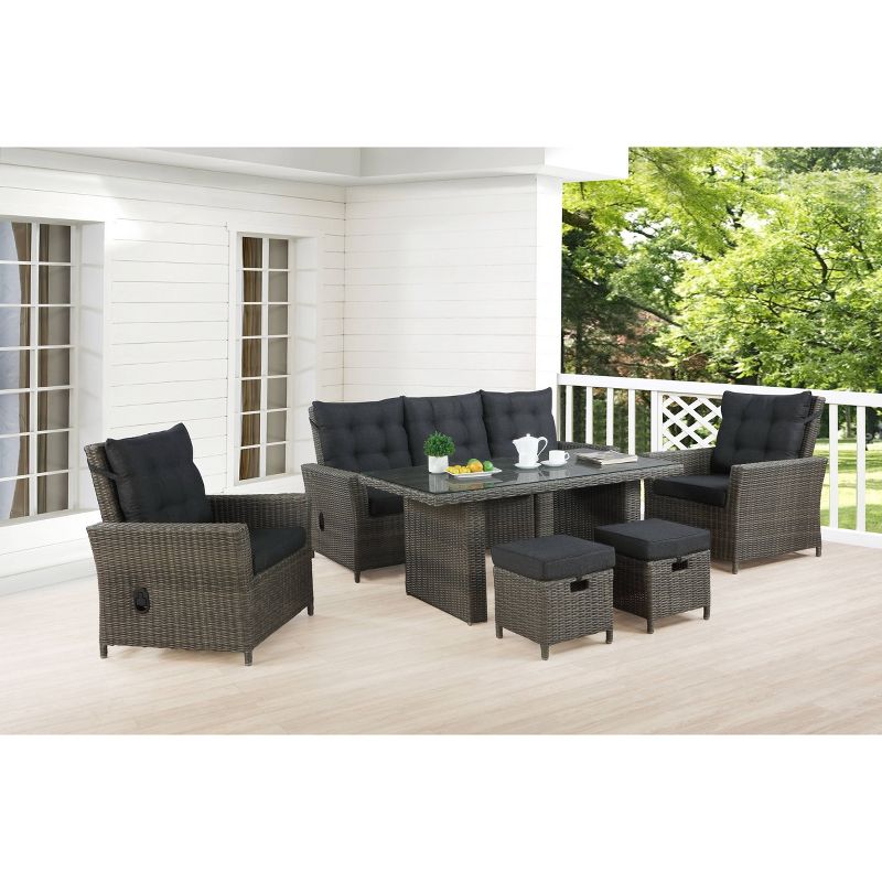 Asti 6pc Wicker Outdoor Seating Set - Gray - Alaterre Furniture