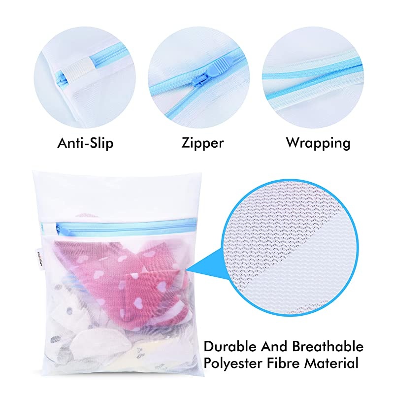 5 Pack Mesh Laundry Bags for delicates Bra Lingerie Wash Bags Zipper Travel Laundry Bag