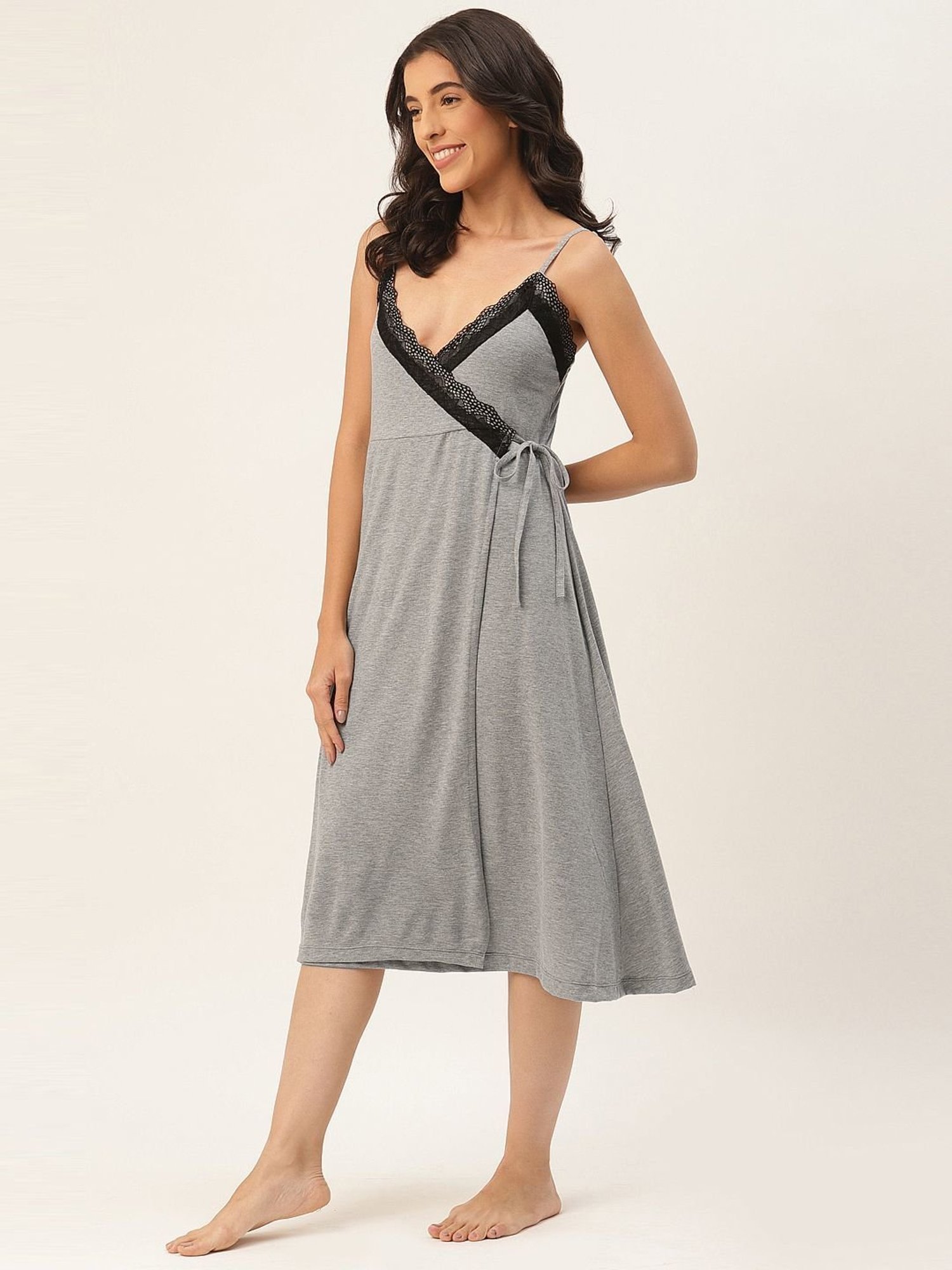 Ms.Lingies Grey Lace Work Nighty