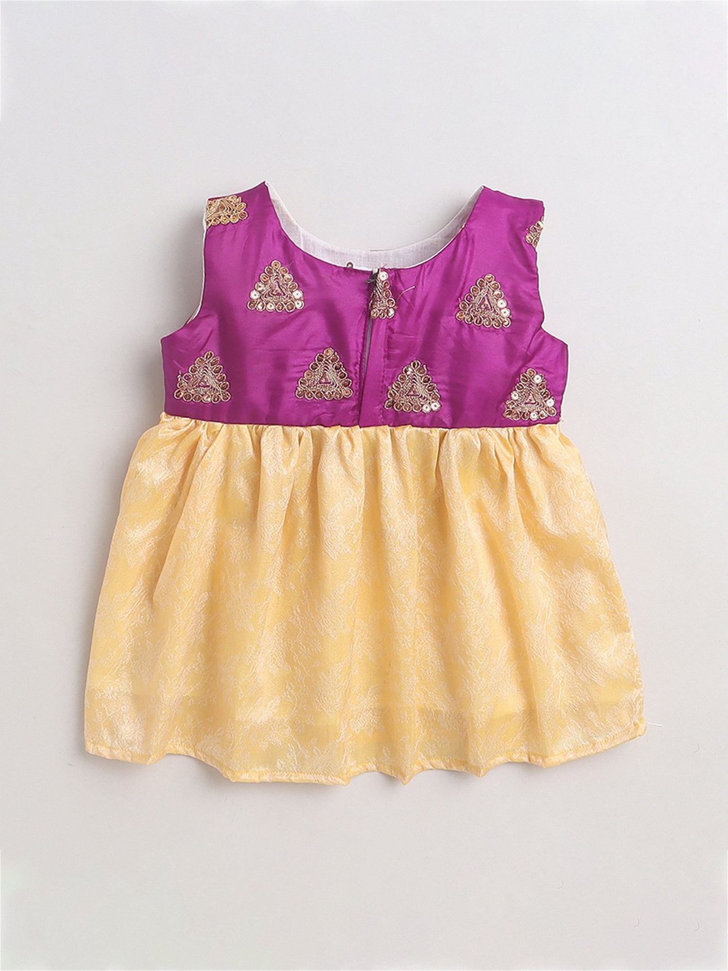 Many Frocks Kids Purple & Cream Embellished Dress