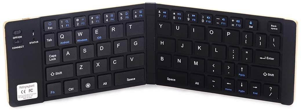 XZS-Shop Support Android/iOS/Windows System (Black) Constitutional Lithium Battery 80hours, Inherent Holder, Ultra-Thin Foldaway Bluetooth V3.0 Keyboard (Color : Black)