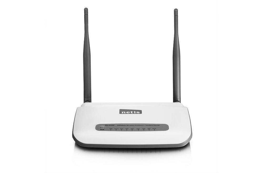 netis dl4322 (ct3) wireless n300 adsl2+ modem router, 2.4ghz 300mbps, 802.11b/g/n, splitter, 5dbi high gain antenna