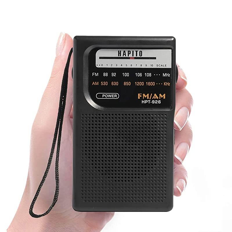 AM/FM Radio Battery Operated Transistor Radio - Excellent Reception, Built-in Speaker and Headphone Jack for Walking Hiking Camping & Emergency Use