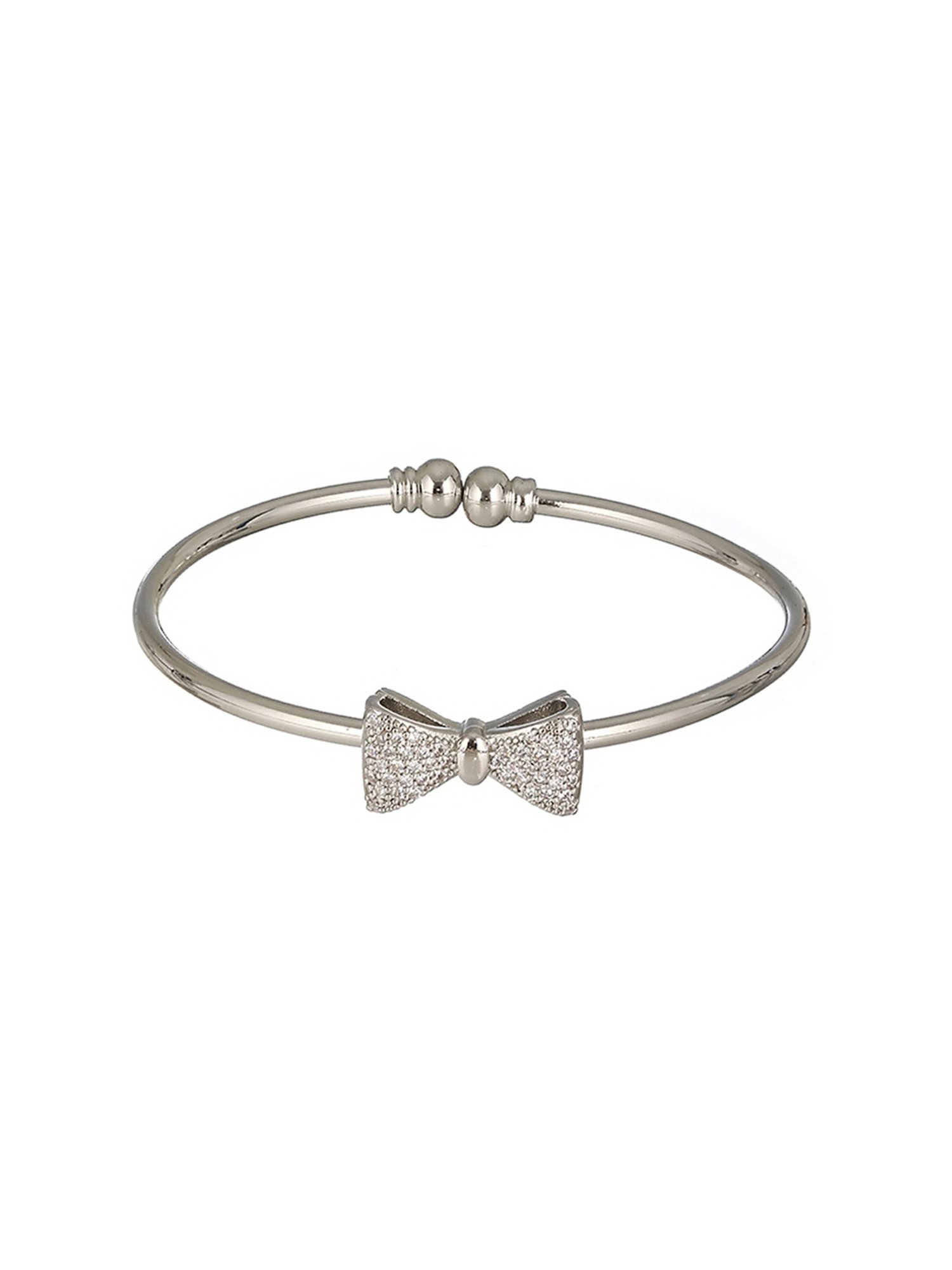 Prita by Priyaasi Studded Bow Silver-Plated Cuff Bracelet