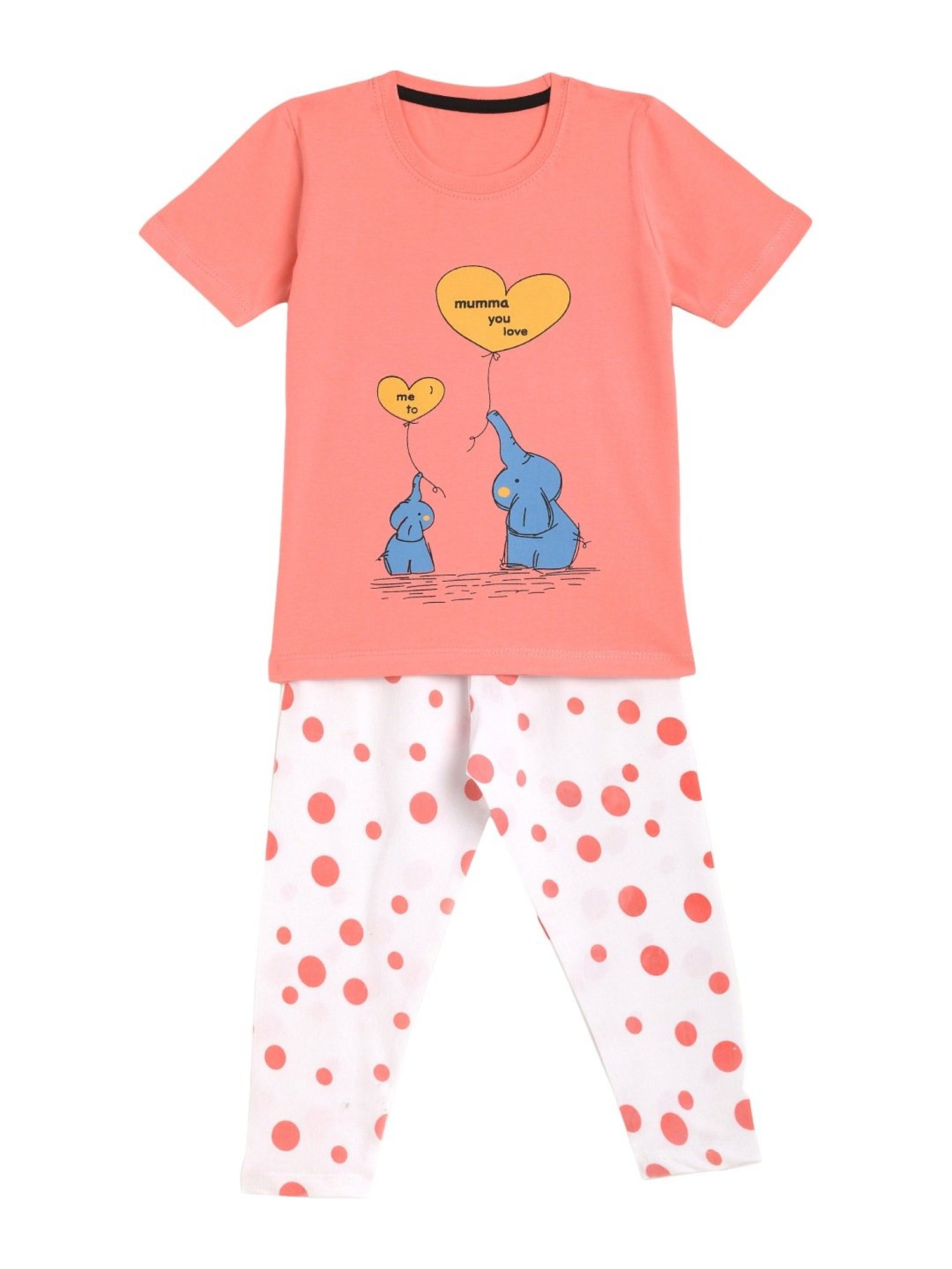 Kids Craft Peach Cotton Printed T-Shirt & Pants