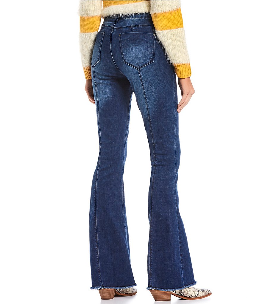 YMI Jeanswear Love Mid Rise Fray Hem Flare Jeans