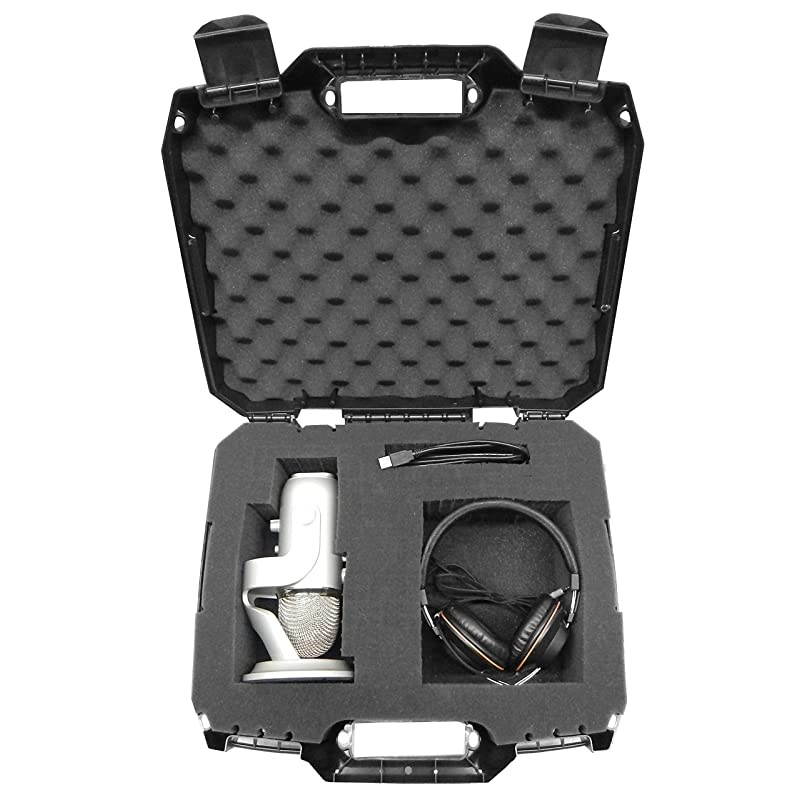 USB Microphone Hard Case Fits HyperX QuadCast, Blue Yeti X Computer Mic, Razer Seiren X, Samson G-Track Pro and Recording/Gaming Accessories