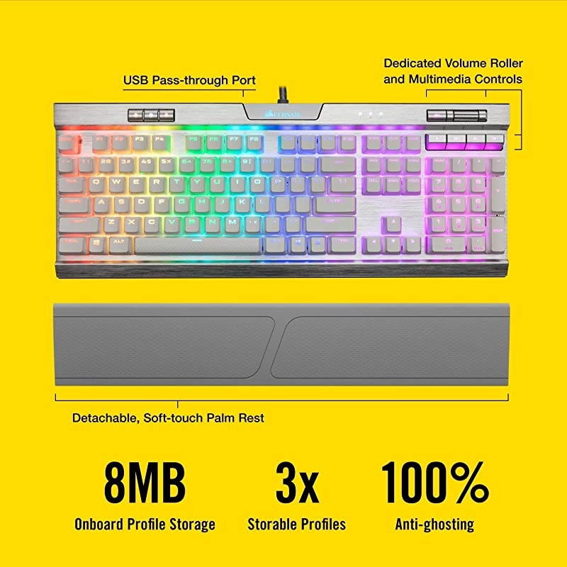 K70 RGB MK.2 SE Mechanical RAPIDFIRE Gaming Keyboard - USB Passthrough & Media Controls - PBT Double-Shot Keycaps - Cherry MX Speed - RGB LED Backlit,CH-9109114-NA