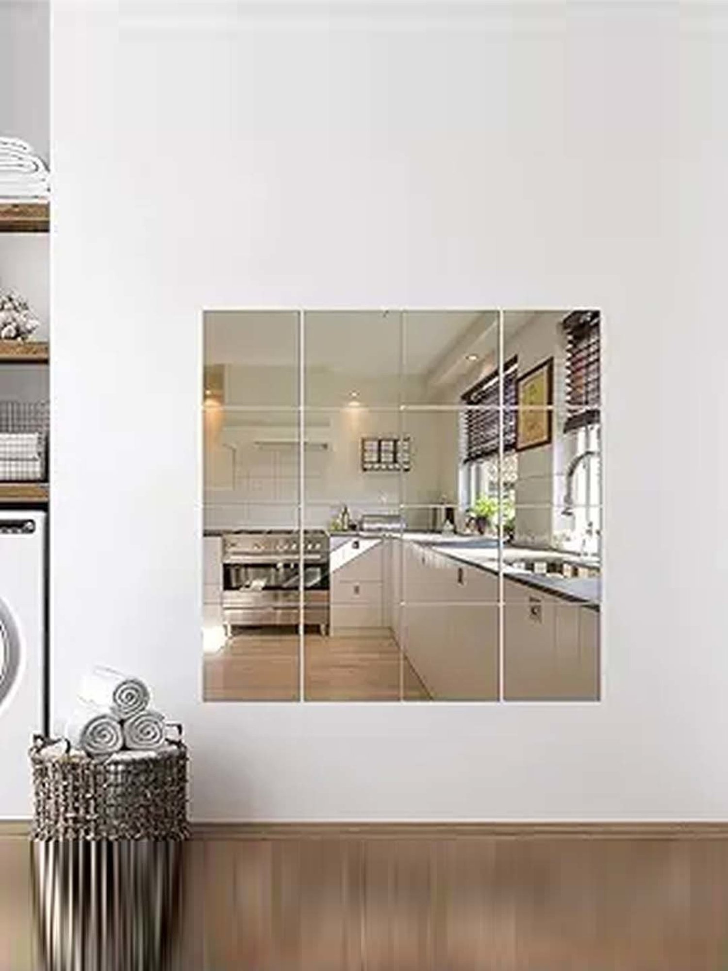 The Artment Silver Acrylic Reflect Full Length Rectangle Unbreakable Wall Mirror - Set of 4