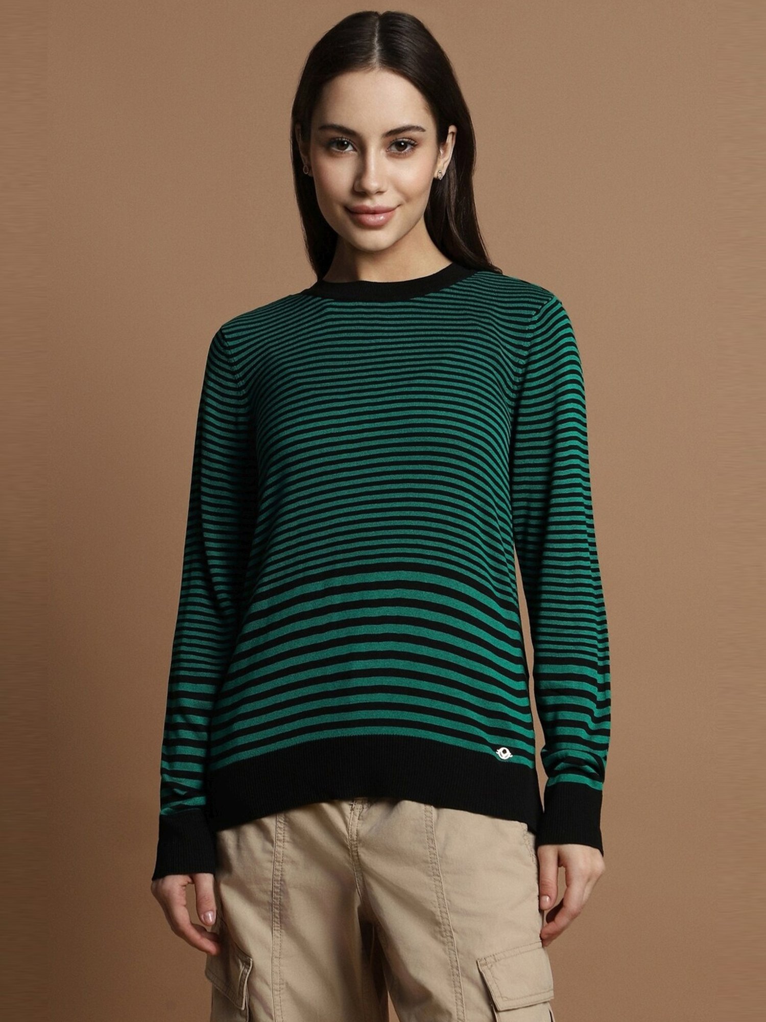 Allen Solly Green Striped Top