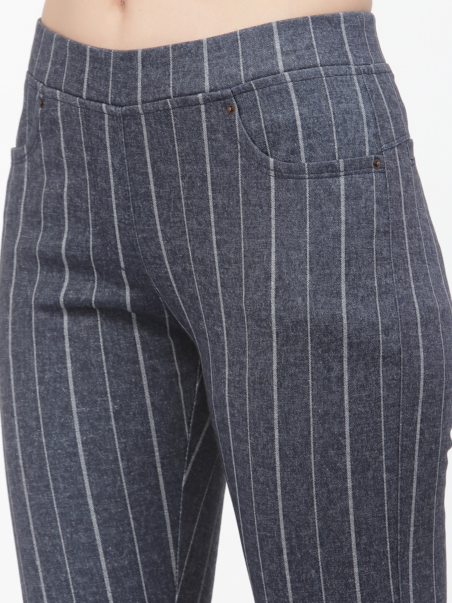 Westwood Blue Cotton Striped Jeggings