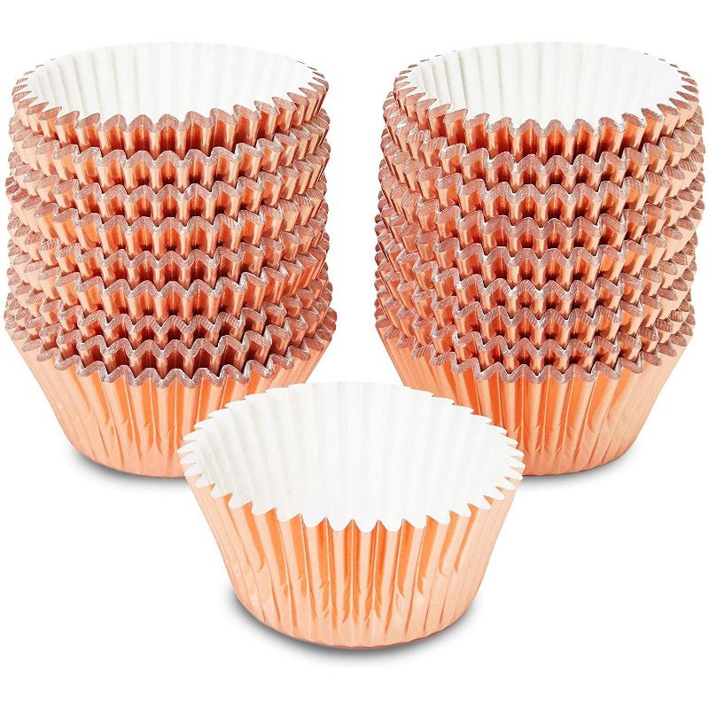 Sparkle and Bash 350 Pack Rose Gold Cupcake Liners, Muffin Wrappers, Foil Baking Cups (1.96 x 1.28 In)
