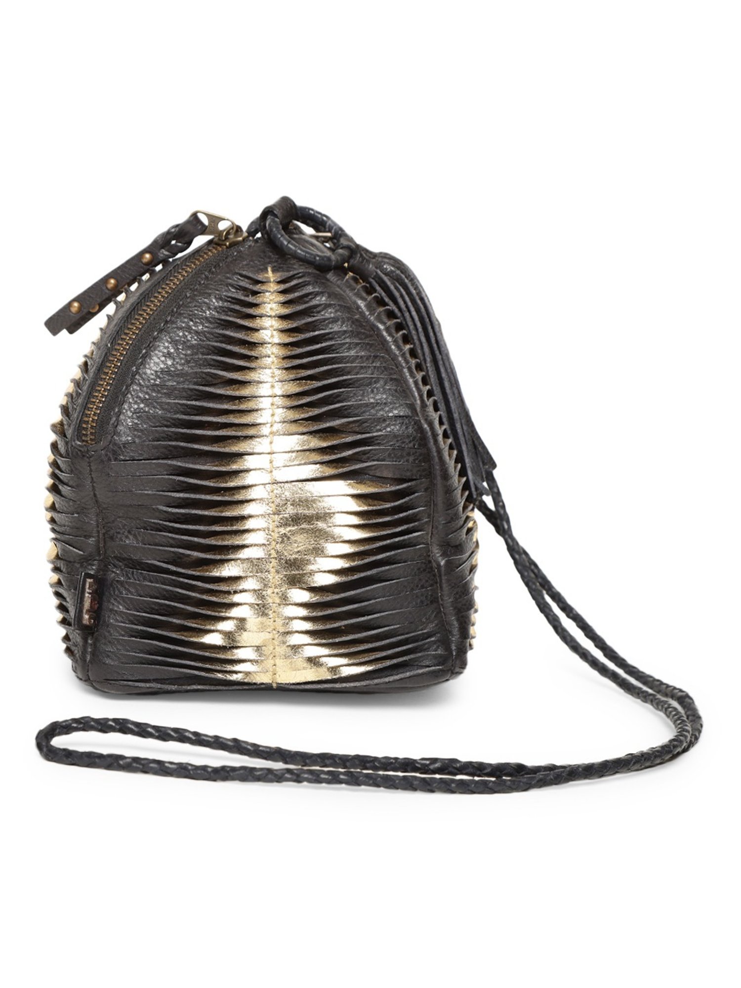 Art N Vintage Premade Black Leather Textured Small Potli