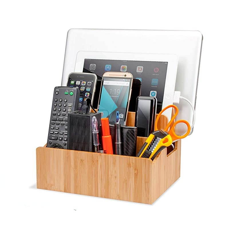 Charging Station Organizer with Extension Extra Storage for Smartphones, Tablets, iPhone iPad, Samsung Devices Macbooks Laptops remotes & More