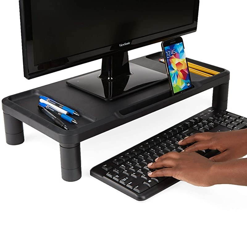 LGPLMONSTBLK Monitor Stand Durable Plastic Monitor Riser for Computer Monitor Laptop PC MacBook Black