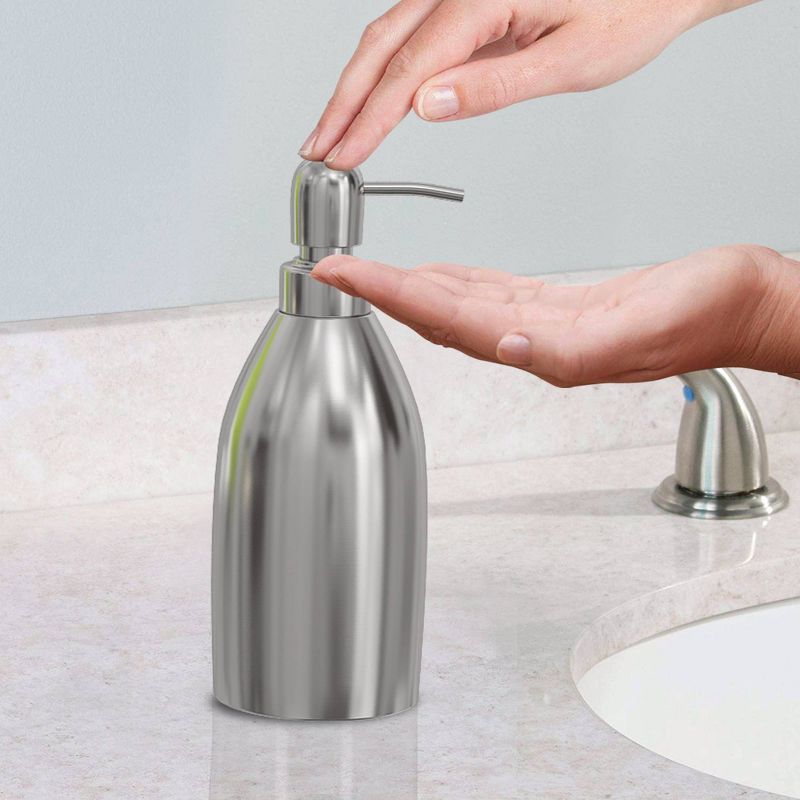 8pc Gloss Bath Accessory Set for Vanity Counter Tops Silver - Nu Steel