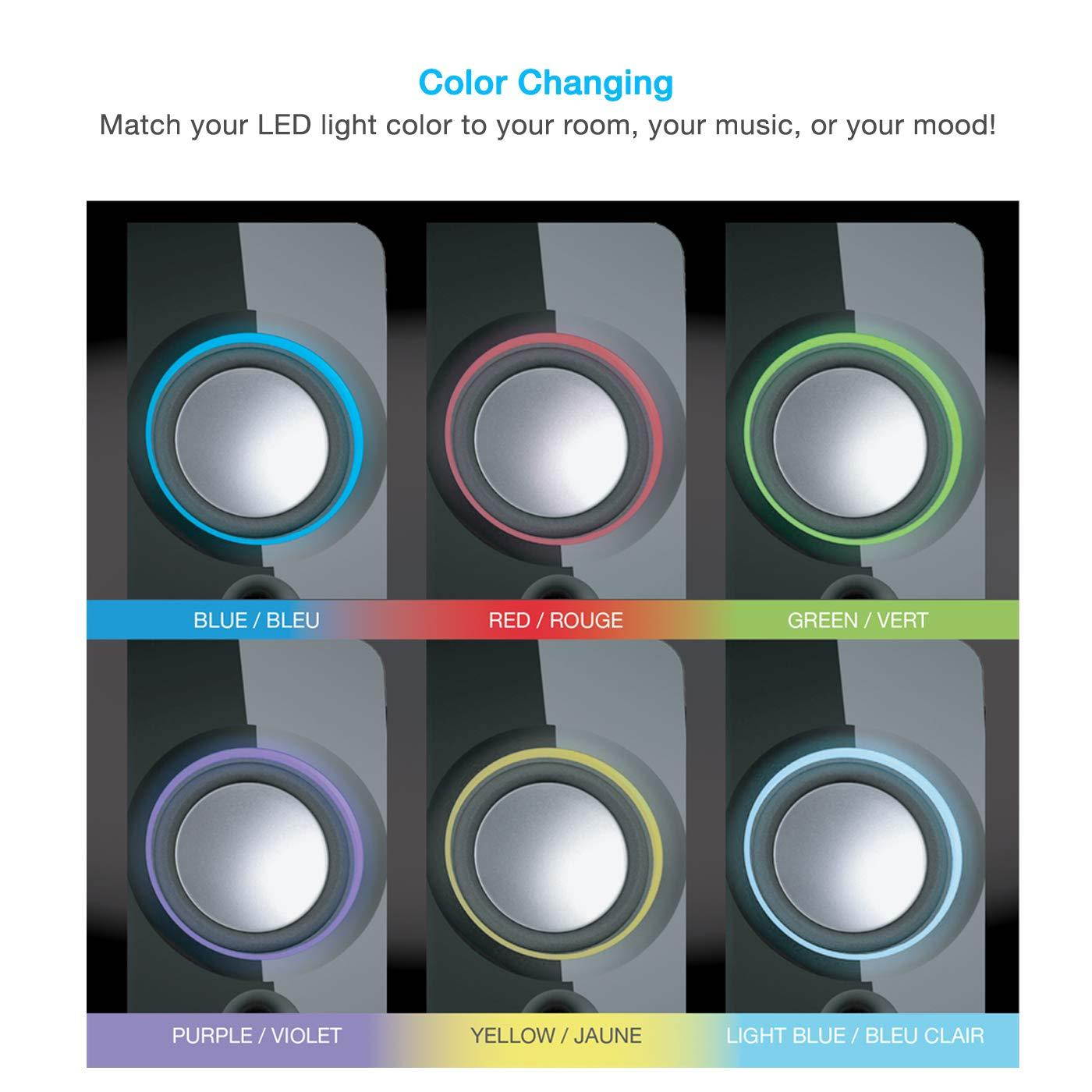 Cyber Acoustics 2.0 Color Changing Desktop Speaker System with Bluetooth Home Audio for Laptop, PC Computer, Tablet, and Smartphones (CA-SP29BT)