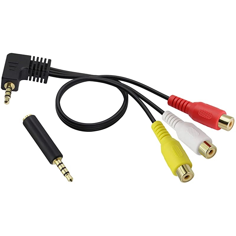 90 Degree 35mm to RCA Cable 4 Pole Left Right 35mm Male to 3 RCA Female Stereo Audio Adapter Extension Cable for SmartphonesMP3SpeakersHome Theater etc25cm10inchMF