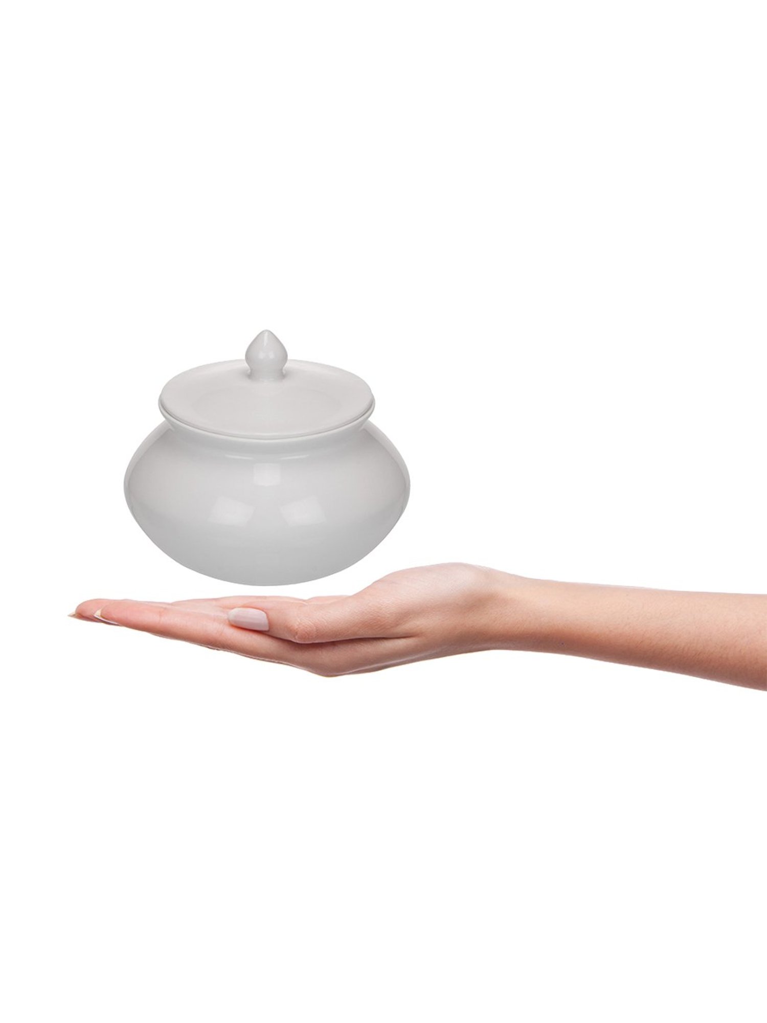 Clay Craft White Ceramic Serving Pot (1000 ml)