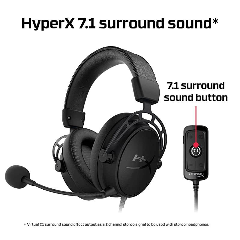 Cloud Alpha S - PC Gaming Headset, 7.1 Surround Sound, Adjustable Bass, Dual Chamber Drivers, Chat Mixer, Breathable Leatherette, Memory Foam, and Noise Cancelling Microphone &ndash; Blackout