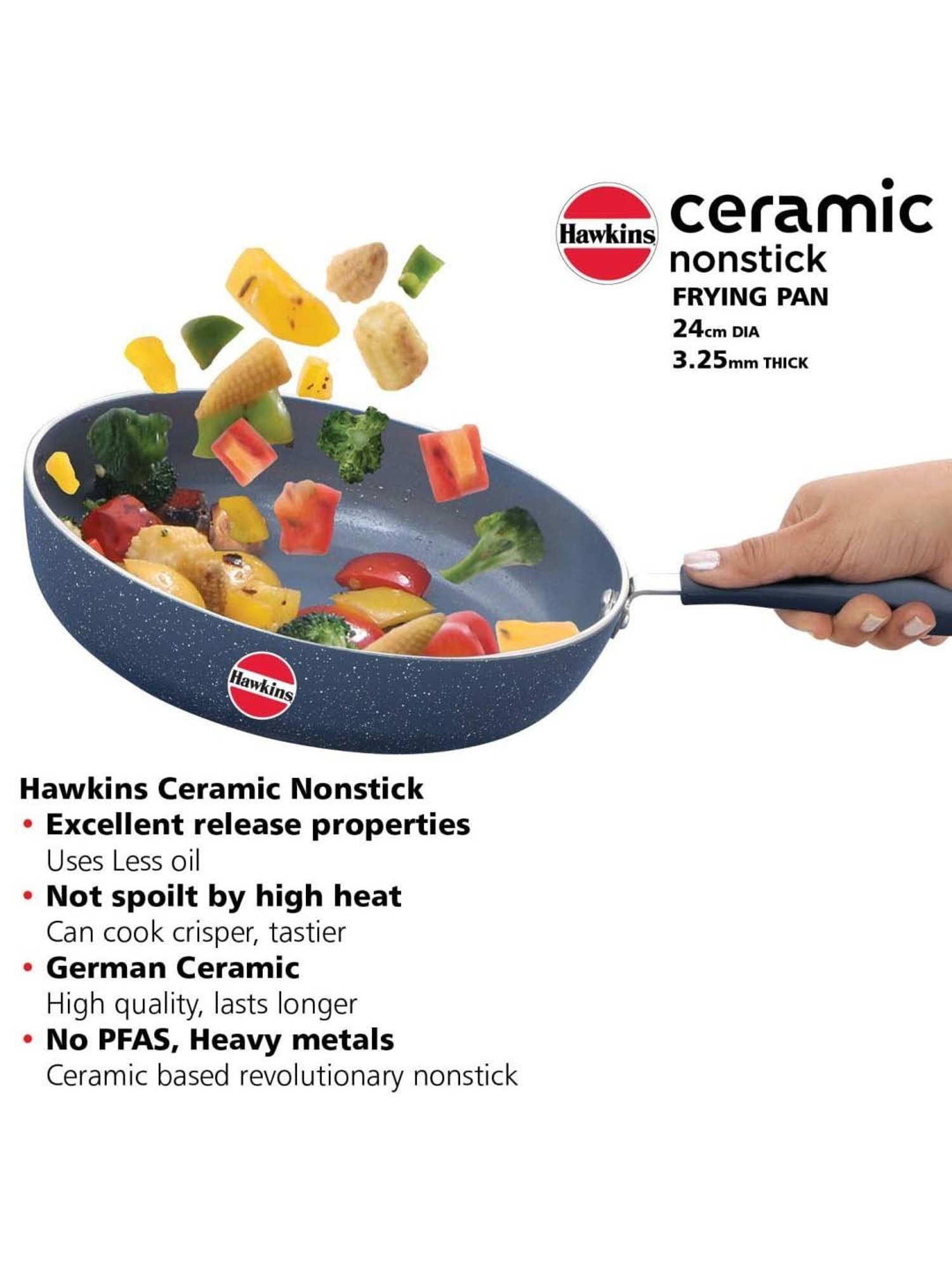 Hawkins Ceramic Nonstick Frying Pan (ICF23) Fry Pan 23 cm diameter 2 L capacity