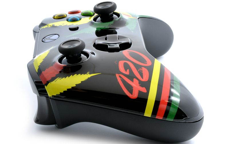 "Glossy 420" Xbox One S UN-MODDED Custom Controller Unique Design (with 3.5 jack)