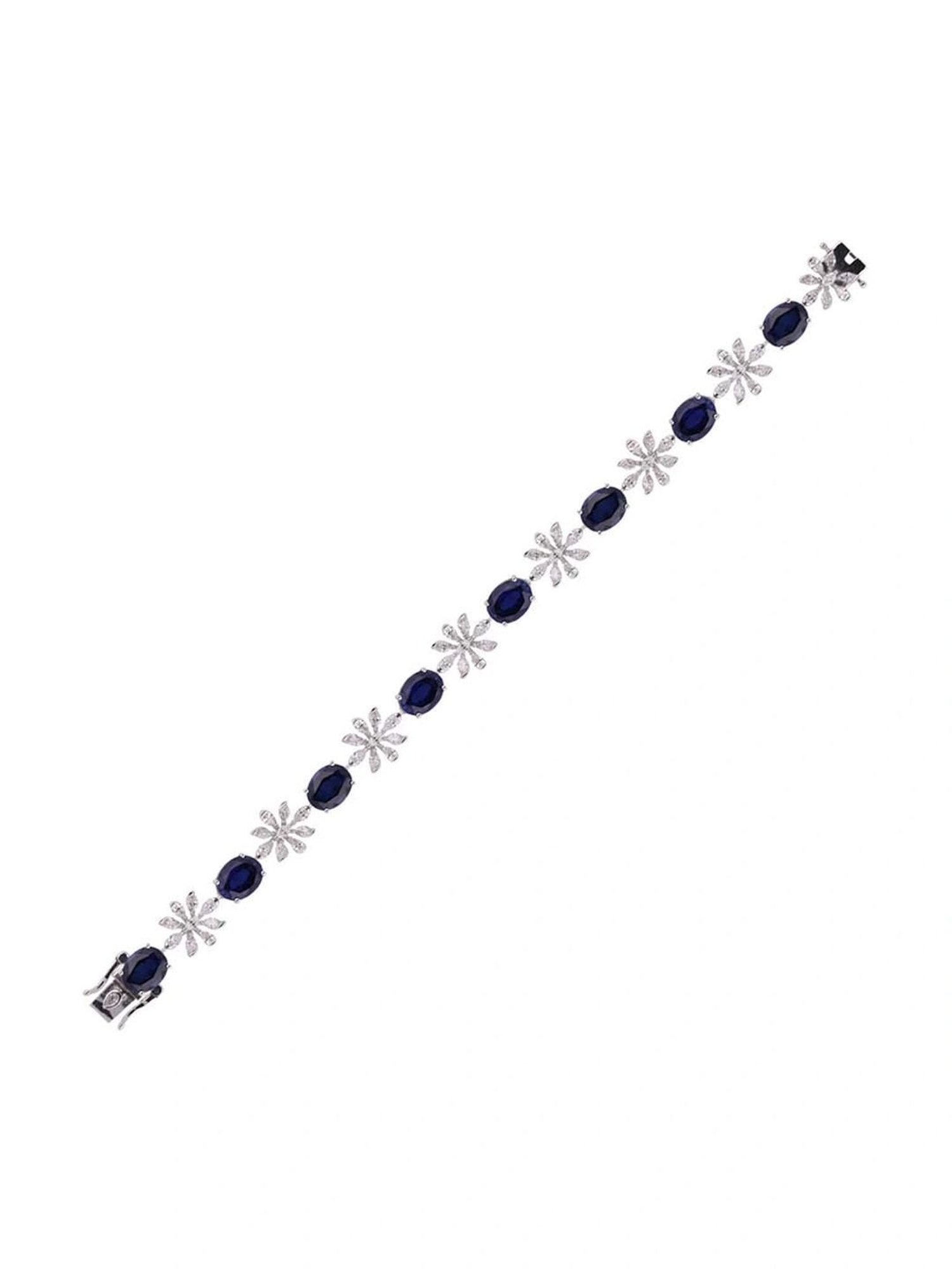 CKC Opulent Elegance: White Gold Diamond and Coloured Cubic Zirconia Flexible Bracelet
