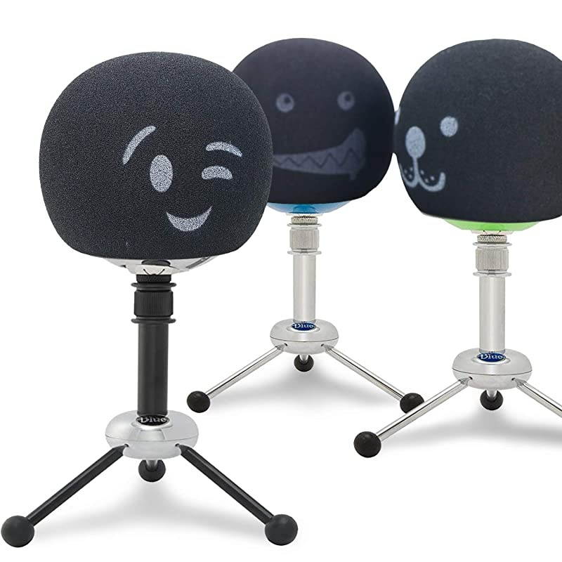 Blue Snowball Pop Filter Customizing Microphone Windscreen Foam Cover for Improve Blue Snowball iCE Mic Audio Quality Smile