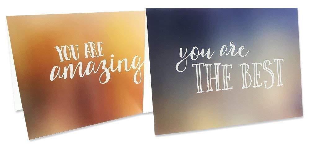 36 Pack Motivational Encouragement Greeting Cards, 6 Handwritten Modern Artistic Style Colorful Designs, Bulk Box Set Variety Assortment, Envelopes Included 5 x 7 inches