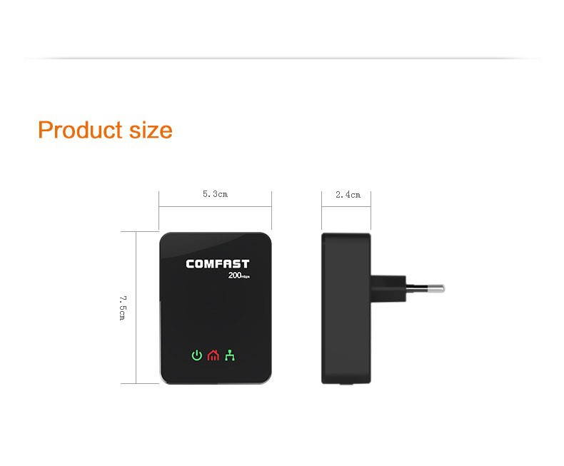 200Mbps Powerline Wireless Ethernet Adapter COMFAST CF-WP200M PLC HomePlug Network Adapter a pair