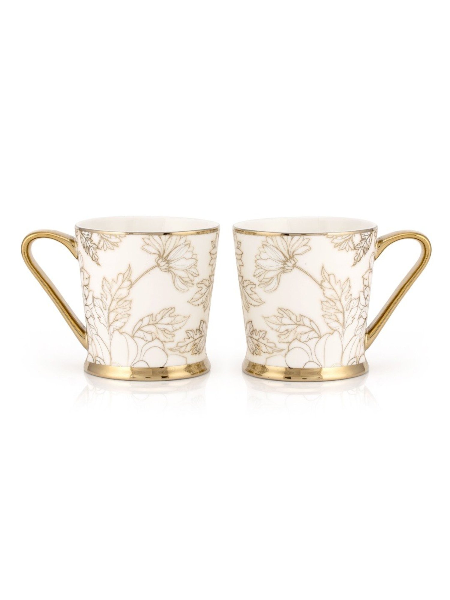 JCPL Printed Gold Ceramic Tea Cups- Set of 6 (200 ml each)