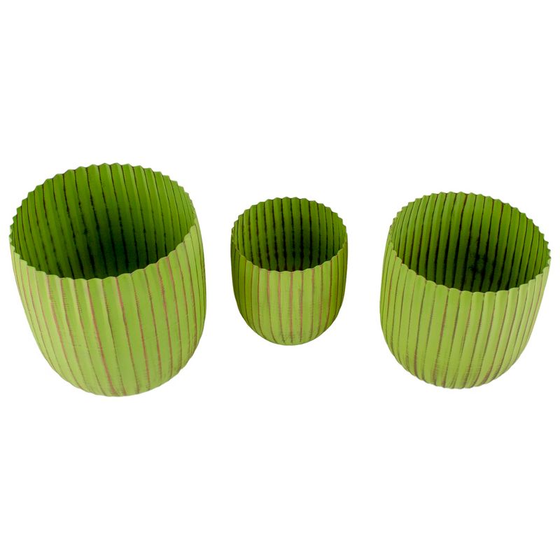 Napa Home & Garden Set of 3 Green and Gold Ribbed Planter 6.25"