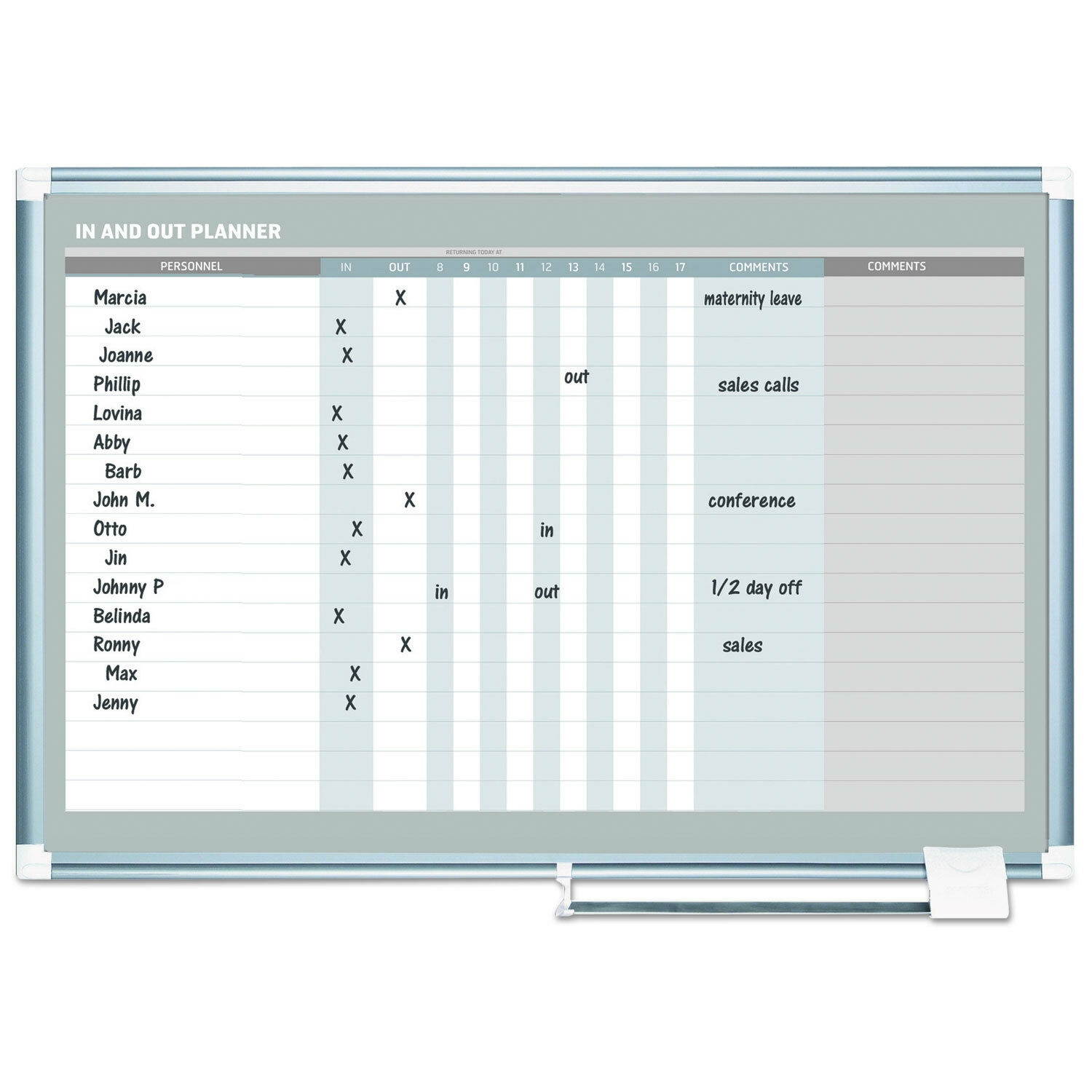 Mastervision In-Out Magnetic Dry Erase Board 36x24 Silver Frame GA01110830