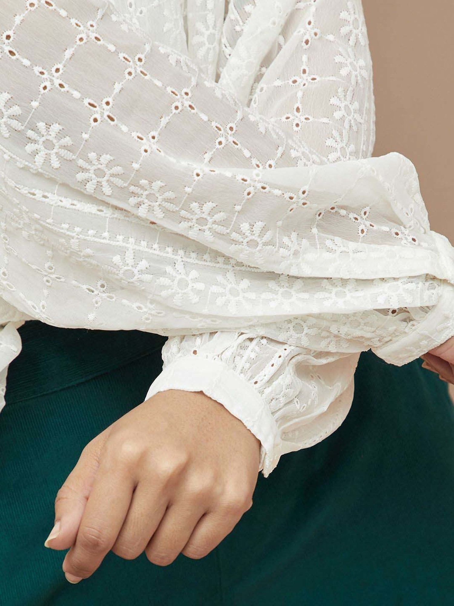 Colour Me by Melange White Cotton Embroidered Top