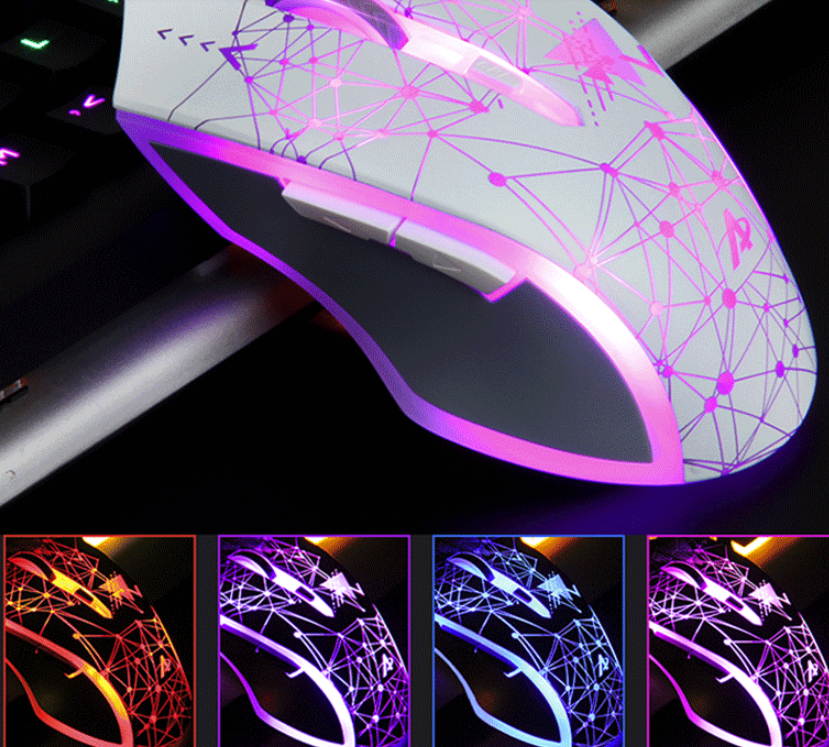 Ajazz AJ119  Ergonomic Design, Cool Exterior 4-color Backlit 3200DPI 6 Programmable Buttons, USB Wired  Gaming Mouse-Black