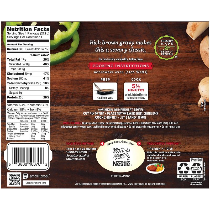 Stouffer's Homestyle Classics Frozen Salisbury Steak with Macaroni and Cheese - 9.625oz