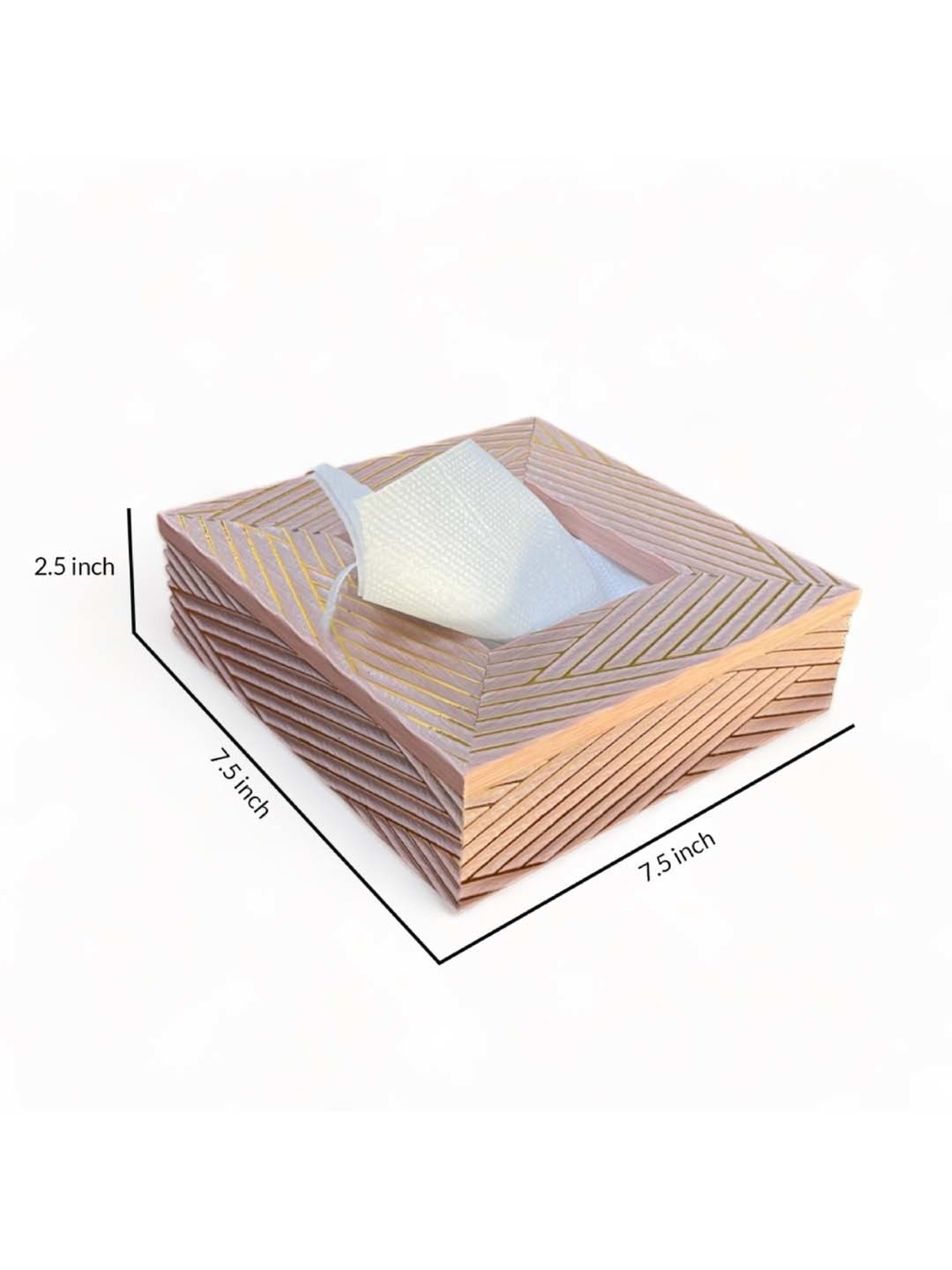 Art Street Pink Engineered Wood Rectangle Tissue Paper Napkin Box